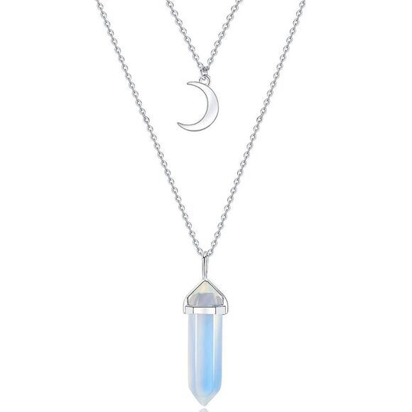 NWT The Crystal Babes Magic Necklace - The Confident (Opalite) - Silver - Picture 2 of 3